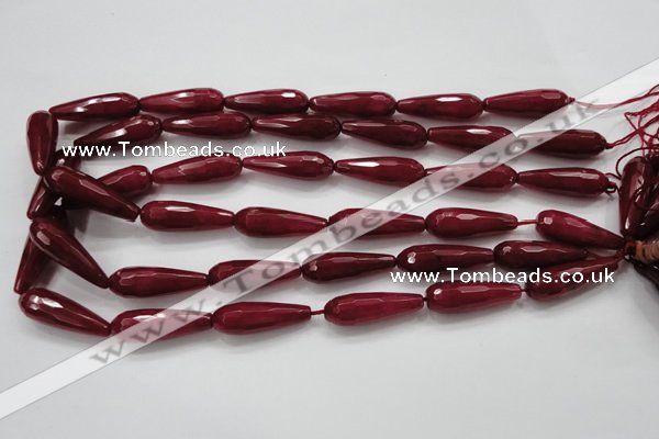 CCN1680 15.5 inches 10*30mm faceted teardrop candy jade beads wholesale