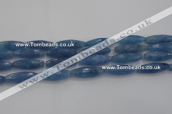 CCN1720 15.5 inches 10*30mm faceted rice candy jade beads