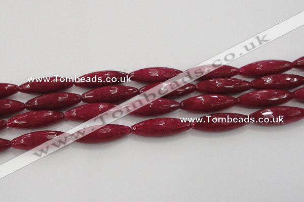 CCN1722 15.5 inches 10*30mm faceted rice candy jade beads