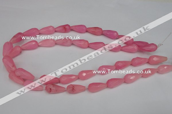 CCN196 15.5 inches 10*20mm faceted teardrop candy jade beads