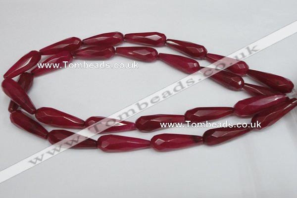 CCN198 15.5 inches 10*30mm faceted teardrop candy jade beads