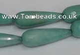 CCN199 15.5 inches 10*30mm faceted teardrop candy jade beads