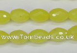 CCN2010 15 inches 10*14mm faceted rice candy jade beads wholesale