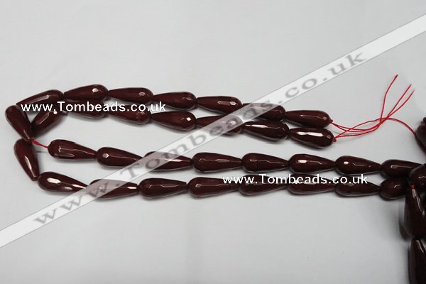 CCN2154 15.5 inches 10*25mm faceted teardrop candy jade beads