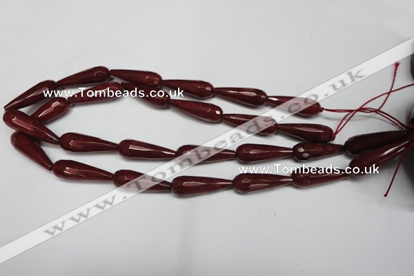 CCN2167 15.5 inches 10*30mm faceted teardrop candy jade beads