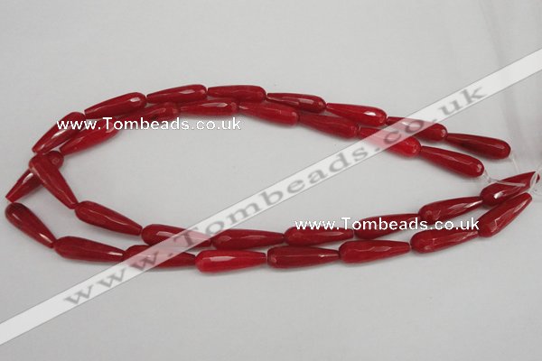 CCN2178 15.5 inches 8*25mm faceted teardrop candy jade beads