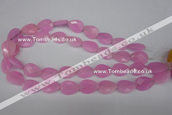 CCN2190 15.5 inches 15*20mm faceted flat teardrop candy jade beads