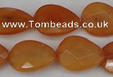 CCN2193 15.5 inches 15*20mm faceted flat teardrop candy jade beads