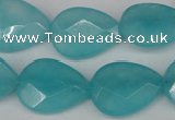 CCN2194 15.5 inches 15*20mm faceted flat teardrop candy jade beads