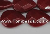 CCN2330 15.5 inches 18*25mm faceted flat teardrop candy jade beads