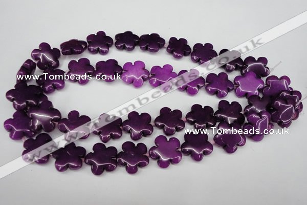 CCN2345 15.5 inches 20mm carved flower candy jade beads wholesale