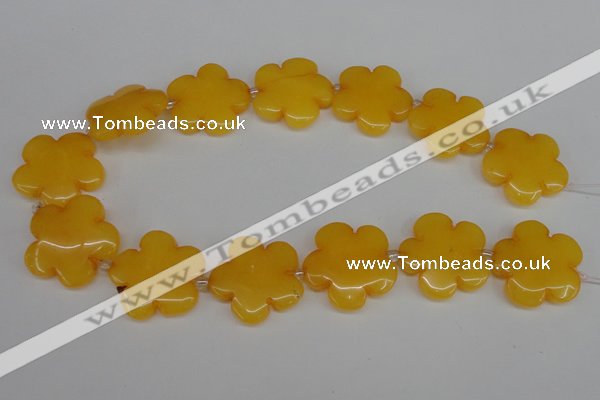 CCN2350 15.5 inches 30mm carved flower candy jade beads wholesale