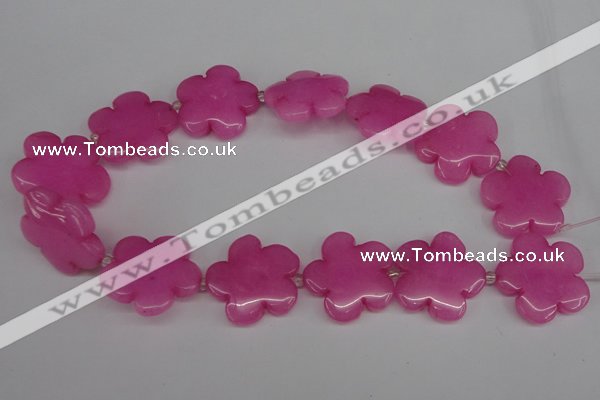 CCN2351 15.5 inches 30mm carved flower candy jade beads wholesale