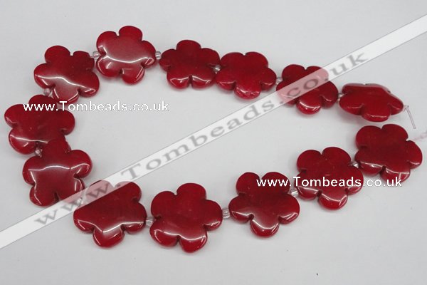 CCN2354 15.5 inches 30mm carved flower candy jade beads wholesale