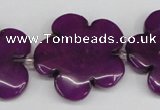 CCN2355 15.5 inches 30mm carved flower candy jade beads wholesale