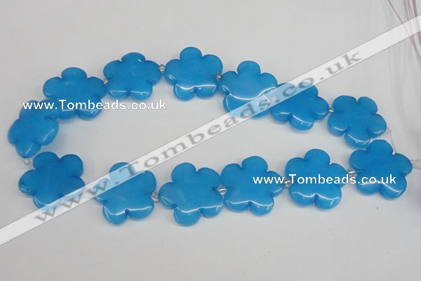 CCN2358 15.5 inches 30mm carved flower candy jade beads wholesale