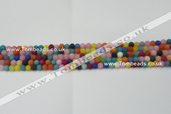 CCN2551 15.5 inches 4mm round mixed color matte candy jade beads