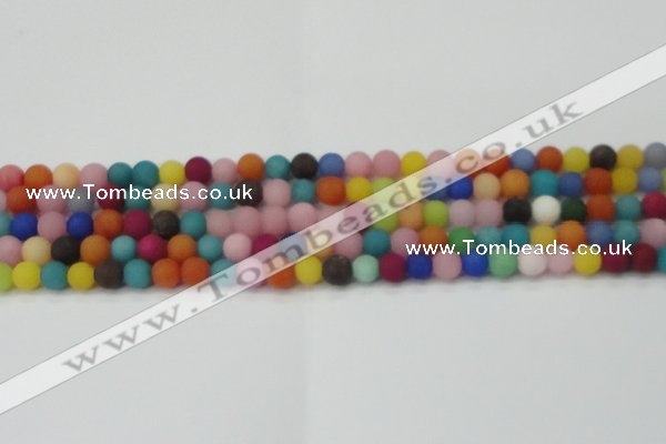 CCN2552 15.5 inches 6mm round mixed color matte candy jade beads