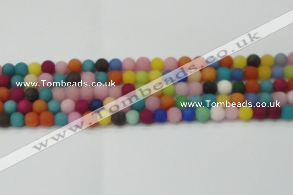 CCN2553 15.5 inches 8mm round mixed color matte candy jade beads