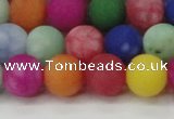 CCN2555 15.5 inches 12mm round mixed color matte candy jade beads