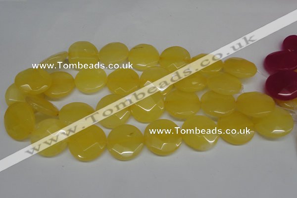 CCN260 15.5 inches 25mm faceted coin candy jade beads wholesale