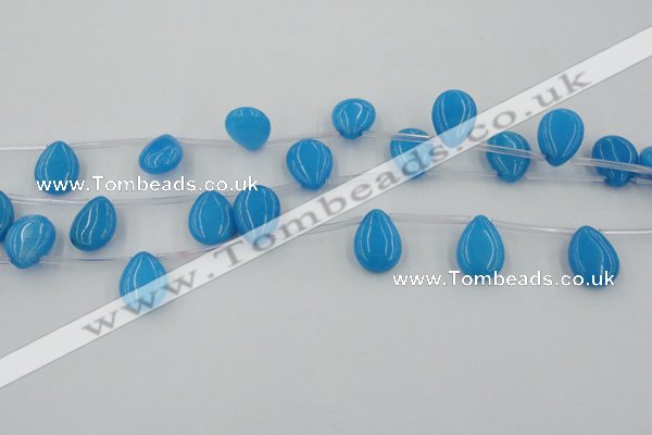 CCN2682 Top-drilled 13*18mm flat teardrop candy jade beads