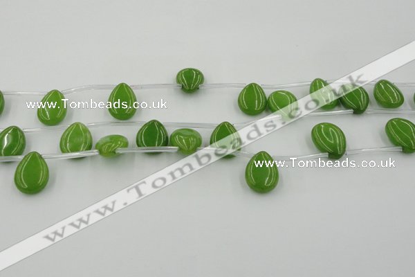 CCN2685 Top-drilled 13*18mm flat teardrop candy jade beads