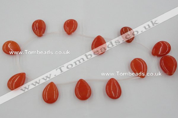 CCN2705 Top-drilled 18*25mm flat teardrop candy jade beads