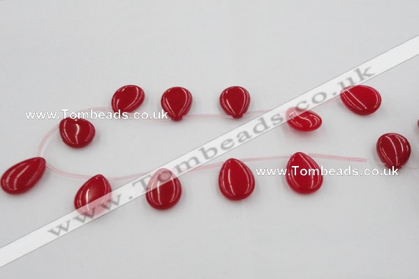 CCN2706 Top-drilled 18*25mm flat teardrop candy jade beads