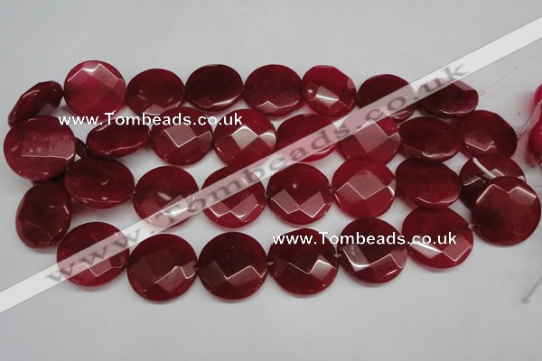 CCN273 15.5 inches 25mm faceted coin candy jade beads wholesale