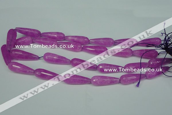 CCN2885 15.5 inches 10*30mm faceted teardrop candy jade beads