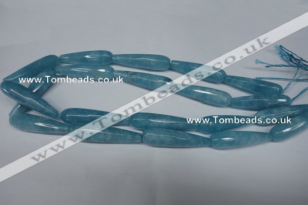 CCN2893 15.5 inches 10*40mm faceted teardrop candy jade beads