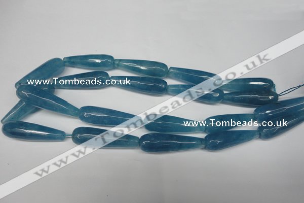 CCN2894 15.5 inches 10*40mm faceted teardrop candy jade beads