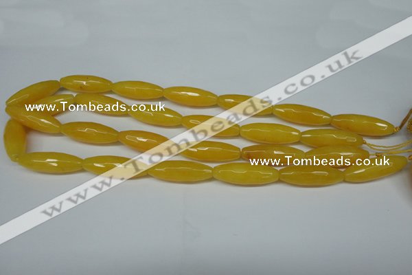 CCN2913 15.5 inches 10*30mm faceted rice candy jade beads