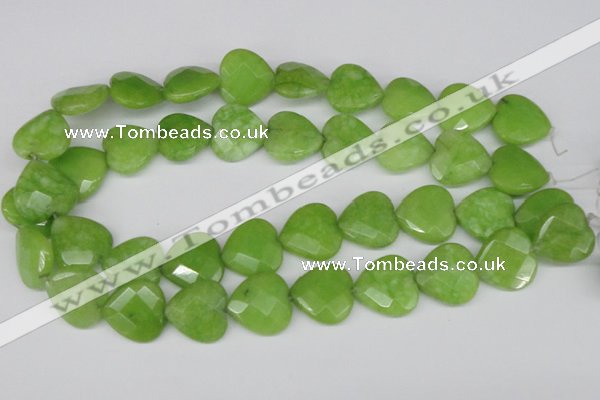 CCN360 15.5 inches 20*20mm faceted heart candy jade beads wholesale