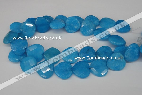 CCN377 15.5 inches 25*25mm faceted heart candy jade beads wholesale