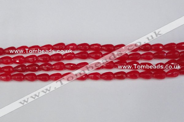 CCN3778 15.5 inches 8*12mm faceted teardrop candy jade beads