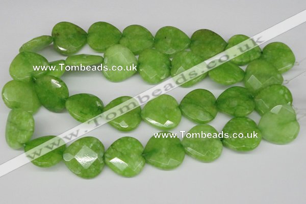 CCN378 15.5 inches 25*25mm faceted heart candy jade beads wholesale