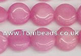 CCN3818 15.5 inches 14mm flat round candy jade beads wholesale