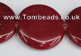 CCN3843 15.5 inches 30mm flat round candy jade beads wholesale