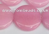 CCN3851 15.5 inches 35mm flat round candy jade beads wholesale