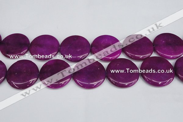 CCN3854 15.5 inches 35mm flat round candy jade beads wholesale