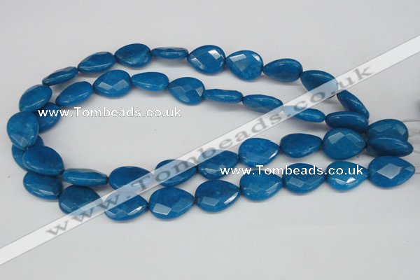 CCN387 15.5 inches 15*20mm faceted flat teardrop candy jade beads