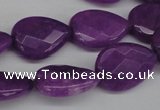CCN390 15.5 inches 15*20mm faceted flat teardrop candy jade beads