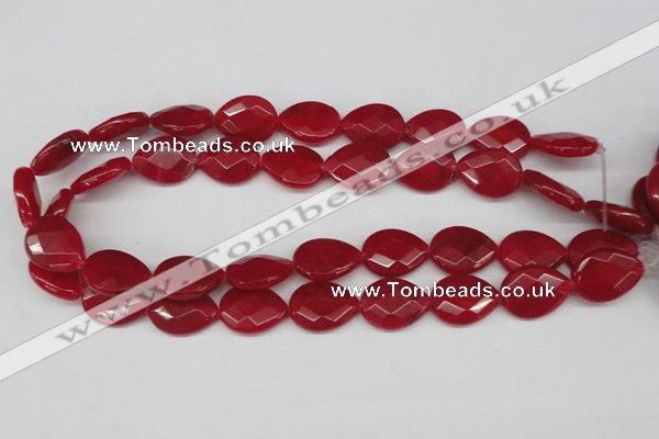 CCN391 15.5 inches 15*20mm faceted flat teardrop candy jade beads