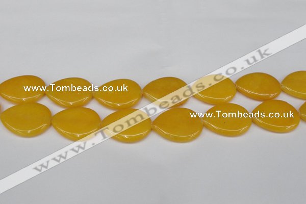 CCN3970 15.5 inches 30*40mm flat teardrop candy jade beads