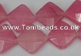 CCN402 15.5 inches 15*15mm faceted diamond candy jade beads