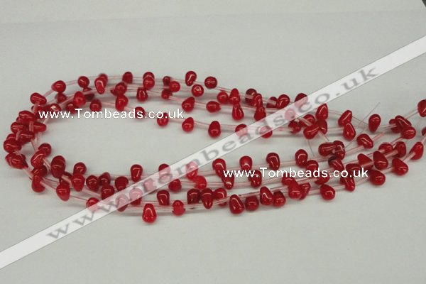 CCN437 15.5 inches Top-drilled 6*9mm teardrop candy jade beads