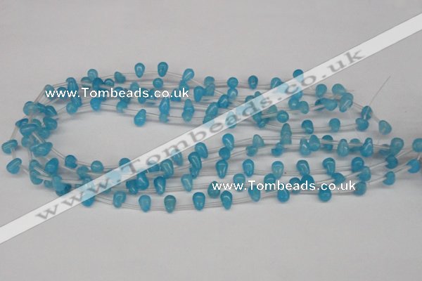 CCN440 15.5 inches Top-drilled 6*9mm teardrop candy jade beads