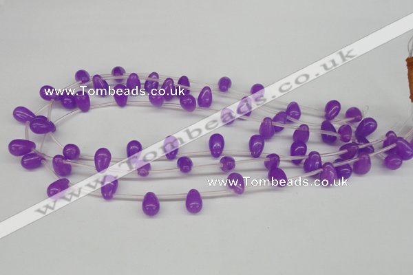 CCN453 15.5 inches Top-drilled 8*12mm teardrop candy jade beads